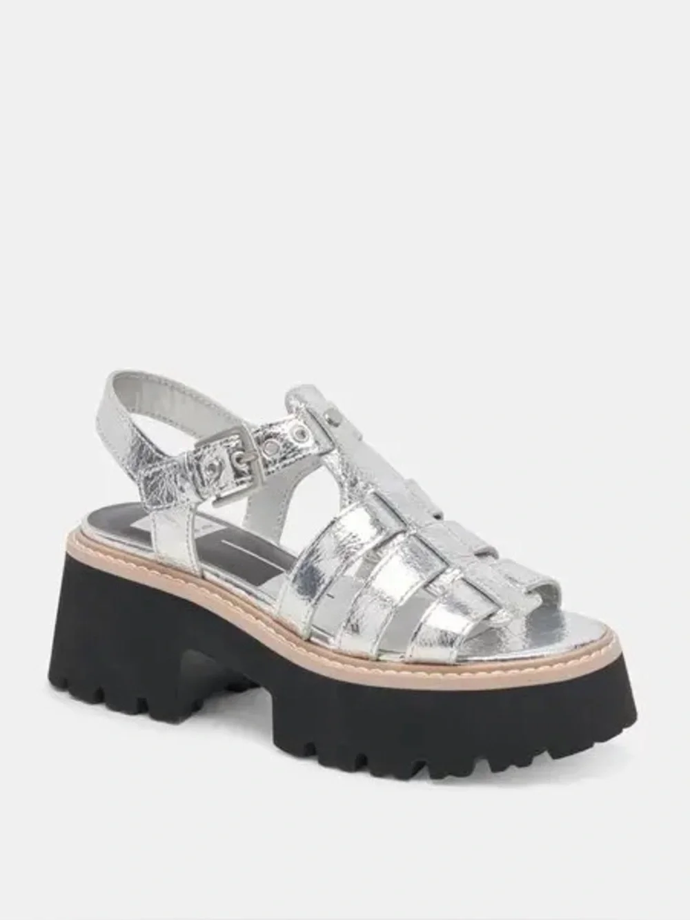 Dolce Vita Latice Sandal in Silver Metallic Platform Fisherman - Size 8.5